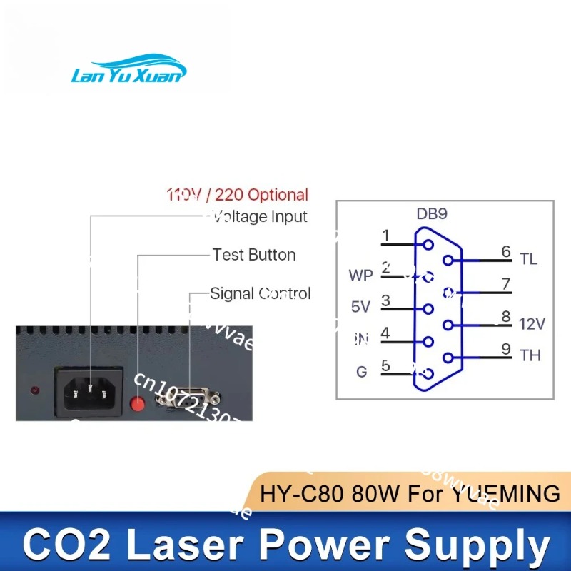80W YUEMING HY-C80-Y1 Laser Po - đánh giá và giá Laser Power Supply 60W