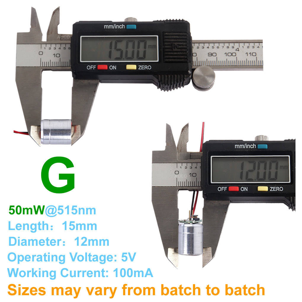 Φ12x15mm DC 5V Red-100mW Green - đánh giá và giá Diode Laser Module