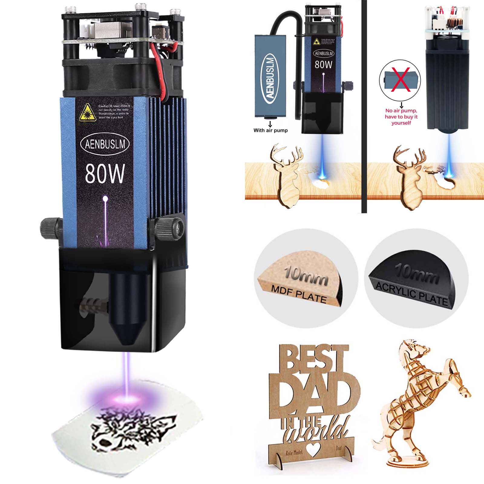 AENBUSLM 40W 80W Laser Cutting - đánh giá và giá Metal Laser Cutter Head
