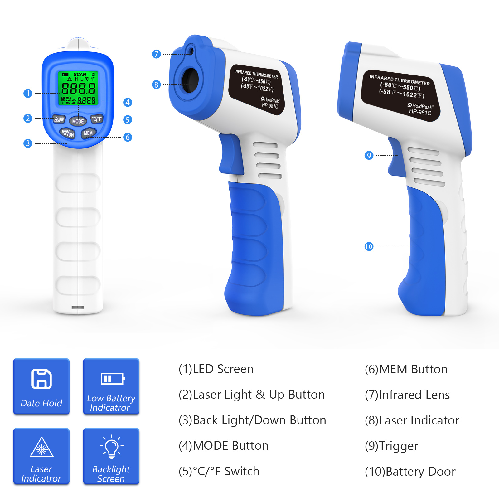 Infrared Thermometer -50℃~550℃ - đánh giá và giá Industrial Laser Temperature Gun