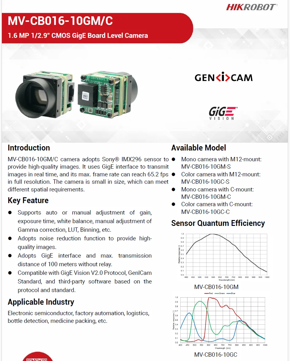 2026 HIKROBOT MV-CB016-10GM/C  - đánh giá và giá Industrial Visual
